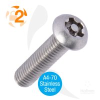Button Head A4-70 Stainless Steel 5-Lobe Pin Metric Machine Screws