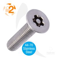 Countersunk A4-70 Stainless Steel 5-Lobe Pin Metric Machine Screw