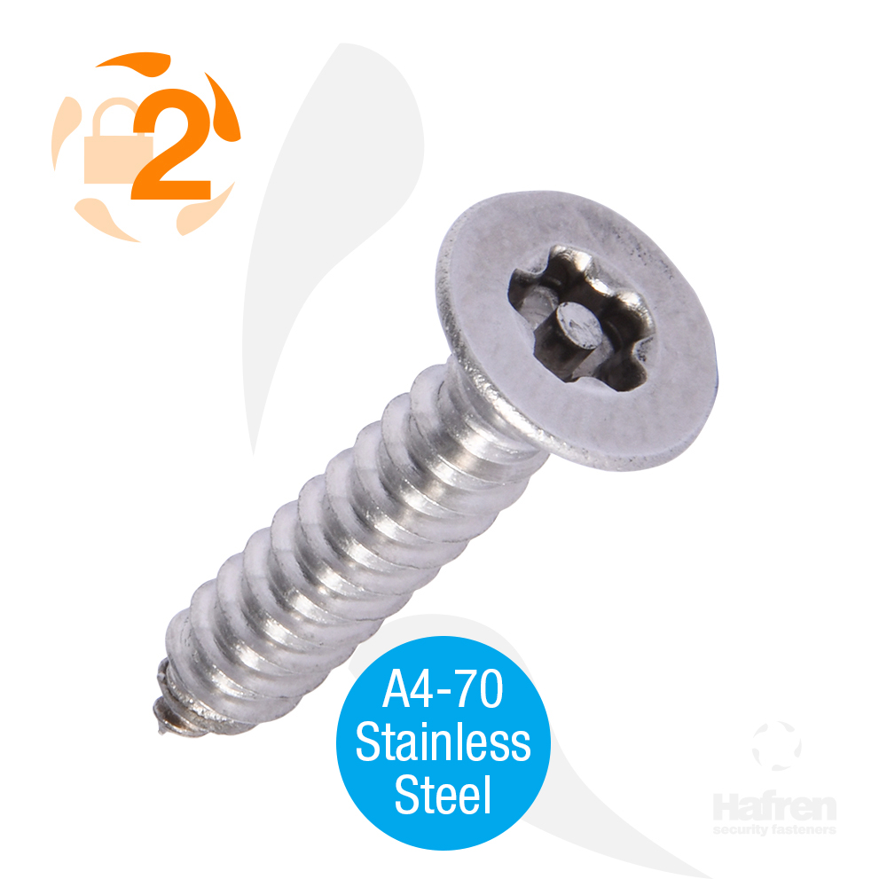 Countersunk A4-70 Stainless Steel 5-Lobe Pin Self Tapper