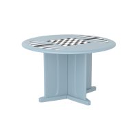 Endurance® 42" Round X-Base Table - COR-66749 in Blue Gray, moulded furniture for custodial and behavioural health environments