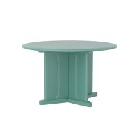 Endurance 48 inch round X-Base table in Aqua, moulded polyethylene table for custodial and behavioural health dining areas
