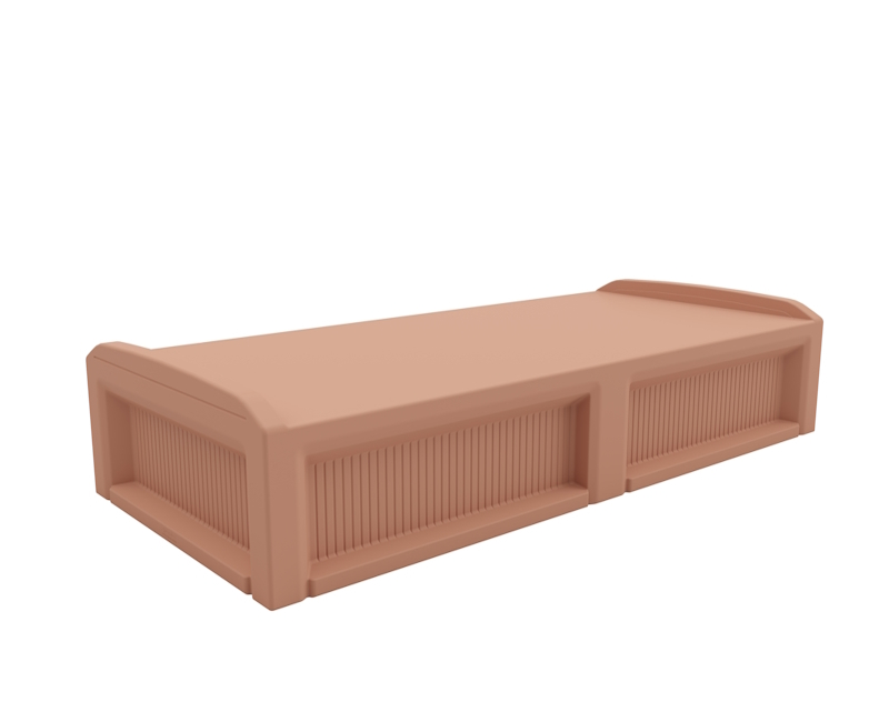 Solstice Bed - COR-100 in Claylight, moulded furniture for custodial and behavioural health environments