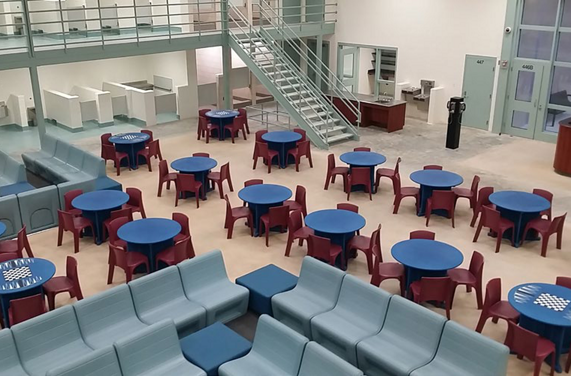Custodial association area fitted with anti-ligature seating and tables